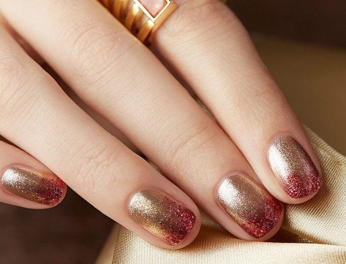 Red and Gold Jingle Bell Ombré Nail Art Tutorial with Julep