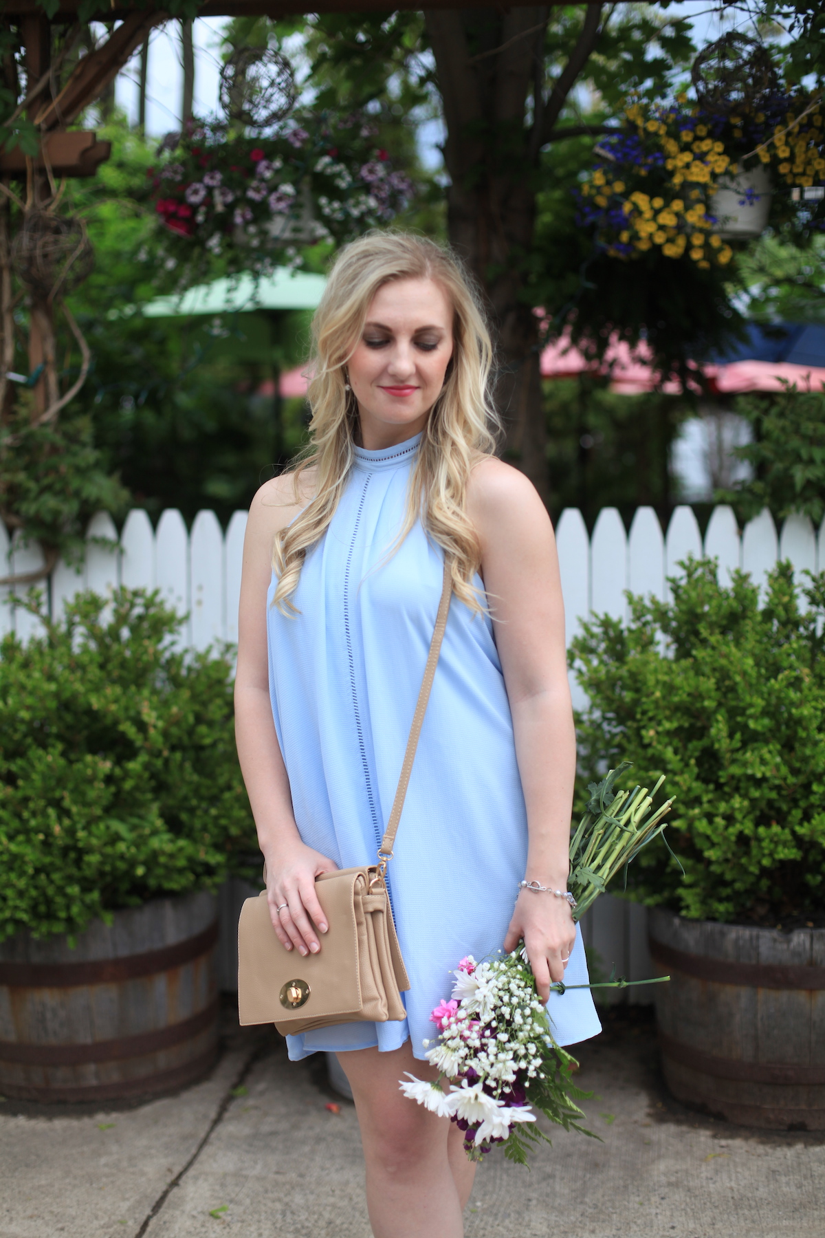 Periwinkle Shift Dress Styled by Fashion Blogger Allyn Lewis, Summer Style