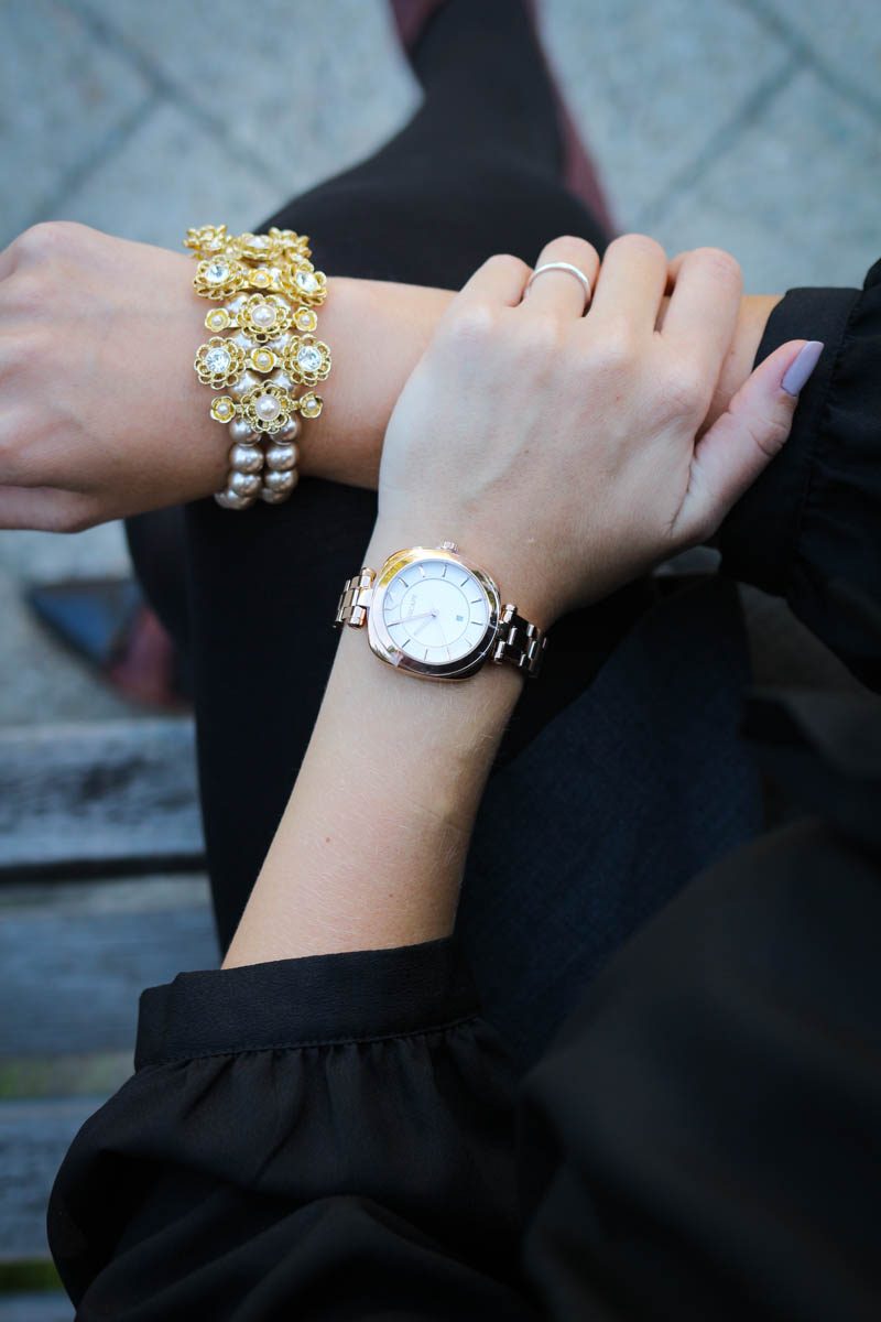 A "Clueless" inspired New York Fashion Week outfit featuring Carolee Jewelry and Escape Watches. 