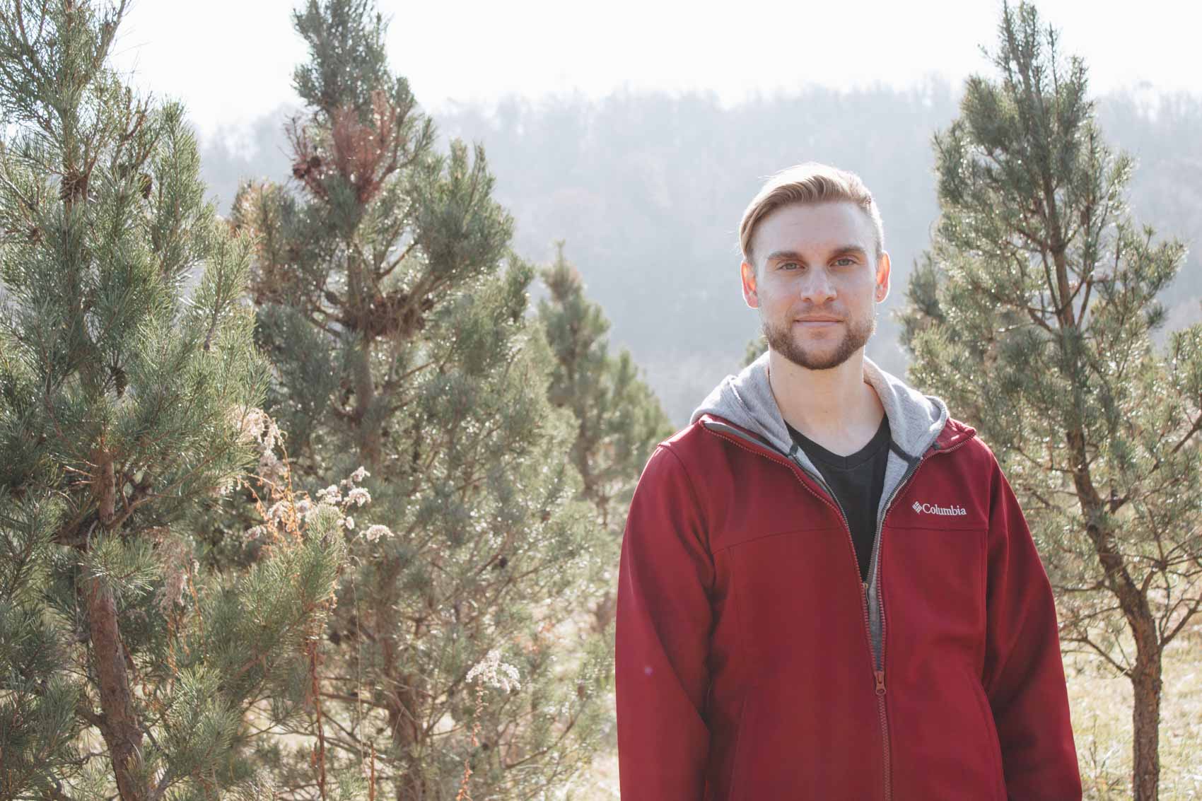 A trip to the Christmas Tree Farm // #mensfashion #redcoat #menswear
