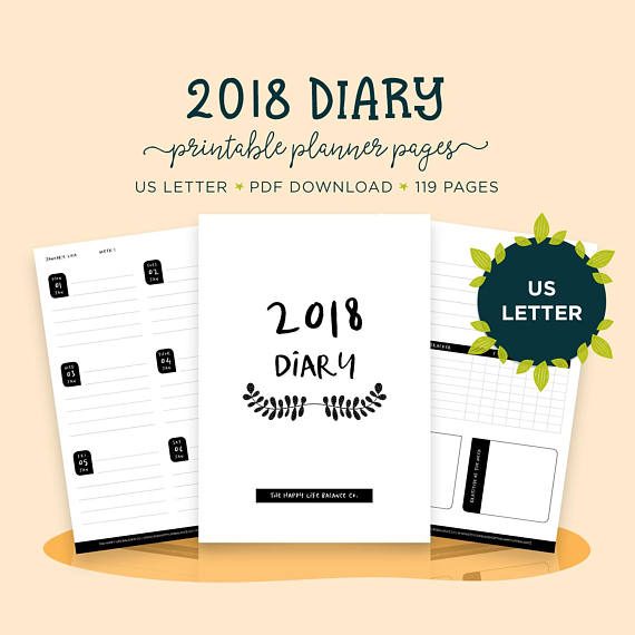 The hand-drawn vibe to the pages of this 2018 Diary/Printable Planner by @thehappylifeco are playful enough to put a little smile on your face, but maintains that graceful and minimalistic feel we know and love. This is hybrid between a traditional planner and a bullet journal. Alongside of a 2 page weekly spread, you'll find many of the components often work into bullet journaling, like a habit tracker, gratitude journal, and affirmations portion to help you find more balance. 