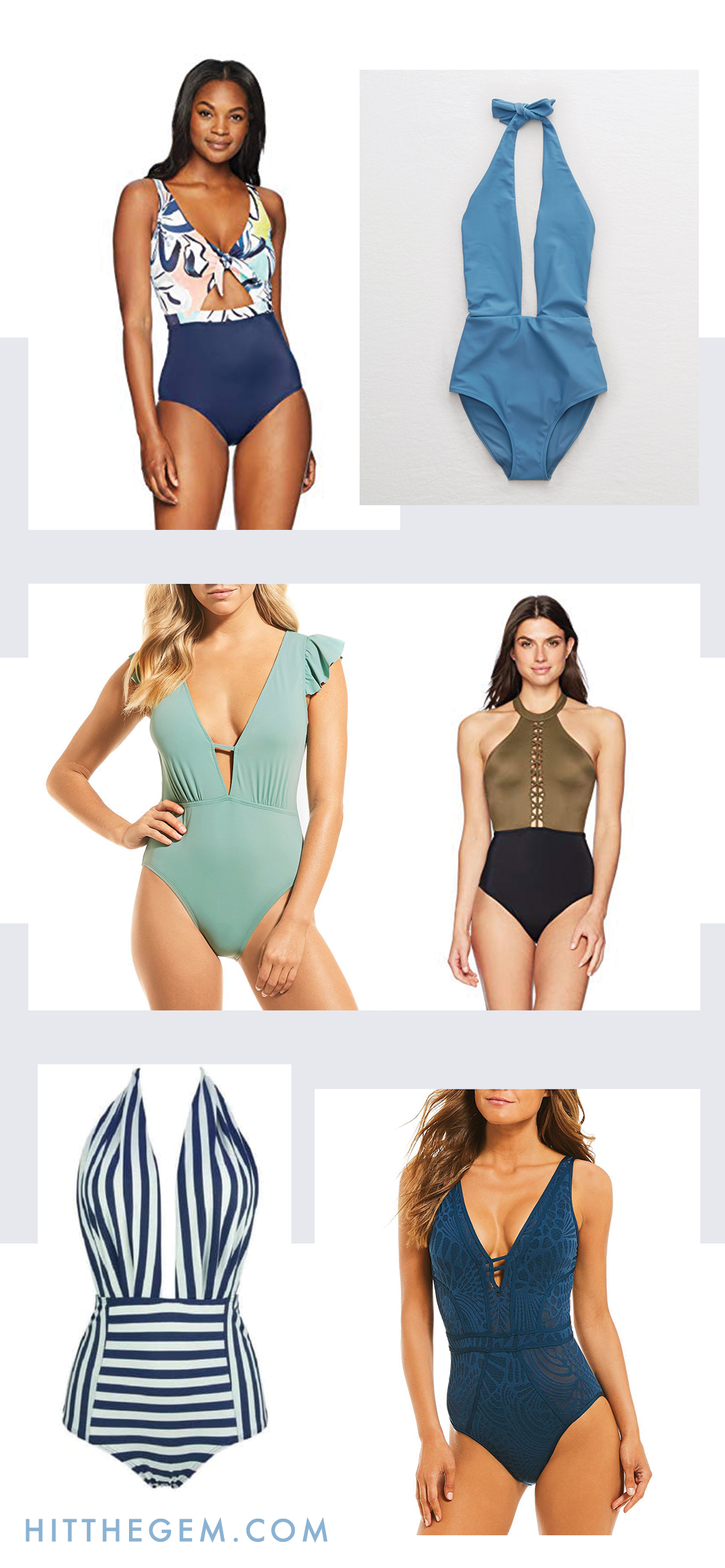 Shop the most flattering, cute, and slimming one-piece swimsuits for women this summer season on The Gem by style blogger Allyn Lewis.