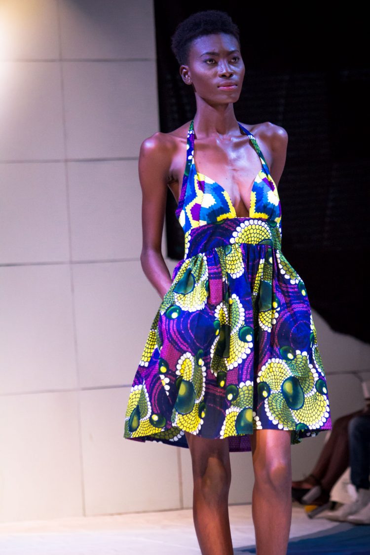 Party dress (with pockets) in a pair of African wax prints by Tidal Cool at Accra Fashion Week