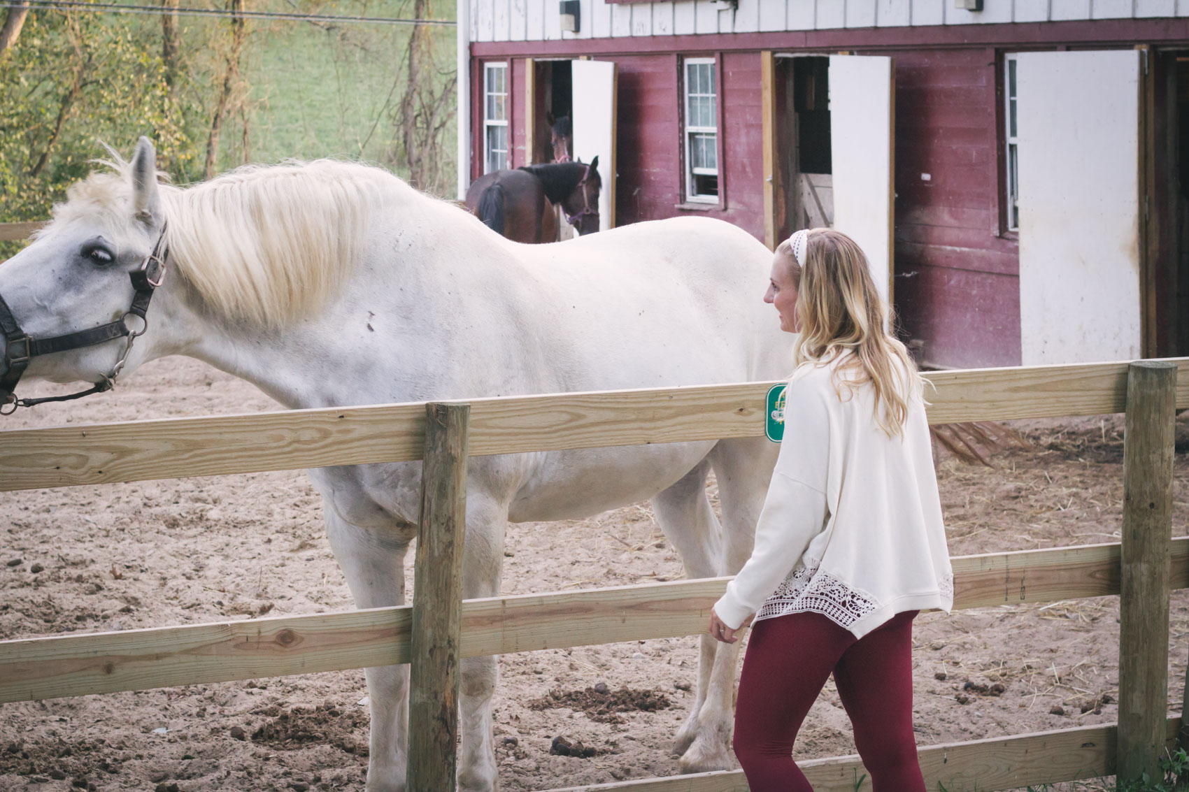 Lifestyle blogger, Allyn Lewis, explores Round Hill Park in Elizabeth, PA wearing a cozy fall outfit from Aerie (featuring the most comfortable leggings!).