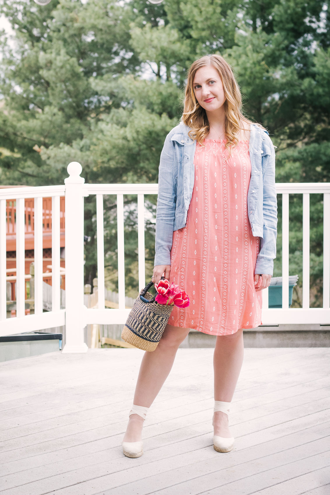 4 staple pieces that are a must in your wardrobe for creating simple, cute summer outfits - think off shoulder dresses and beachy basket bags.