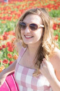 The tulip festival at Burnside Farms could not have been a more fitting setting for wearing this Spring outfit - a pink gingham dress from Julia Engel's Gal Meets Glam Collection - the "Polly" dress - and my favorite comfortable wedge espadrilles from Castañer.