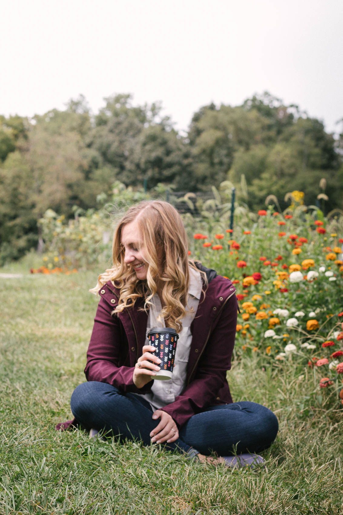 Allyn Lewis of The Gem styles a plum purple cargo jacket as an on trend fall 2019 casual outfit. 