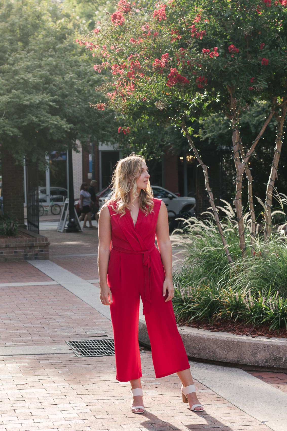 Casual red jumpsuit