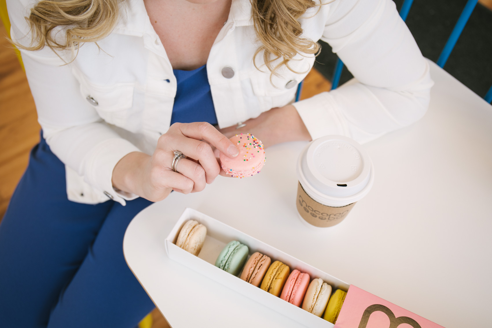 pretty macarons and coffee