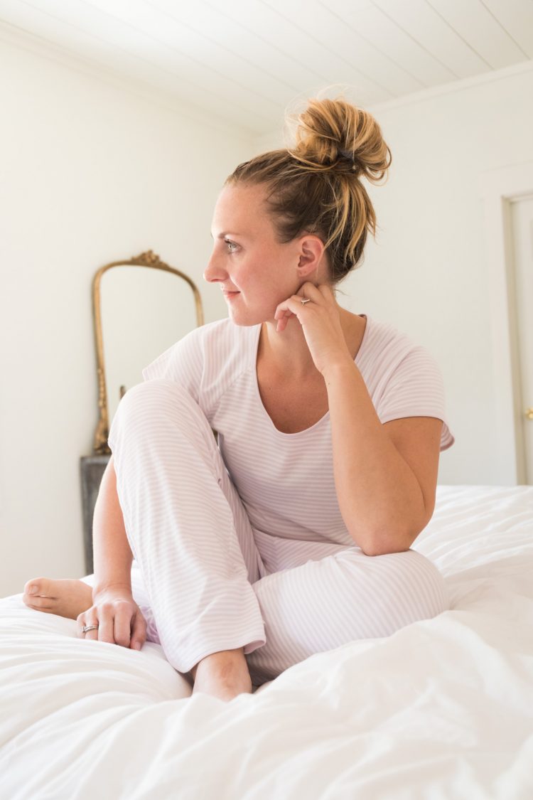 Such a cute pajama set from Lake Pajamas featuring purple stripes in pima cotton fabric. A lounge wear must-have for lazy days at home!