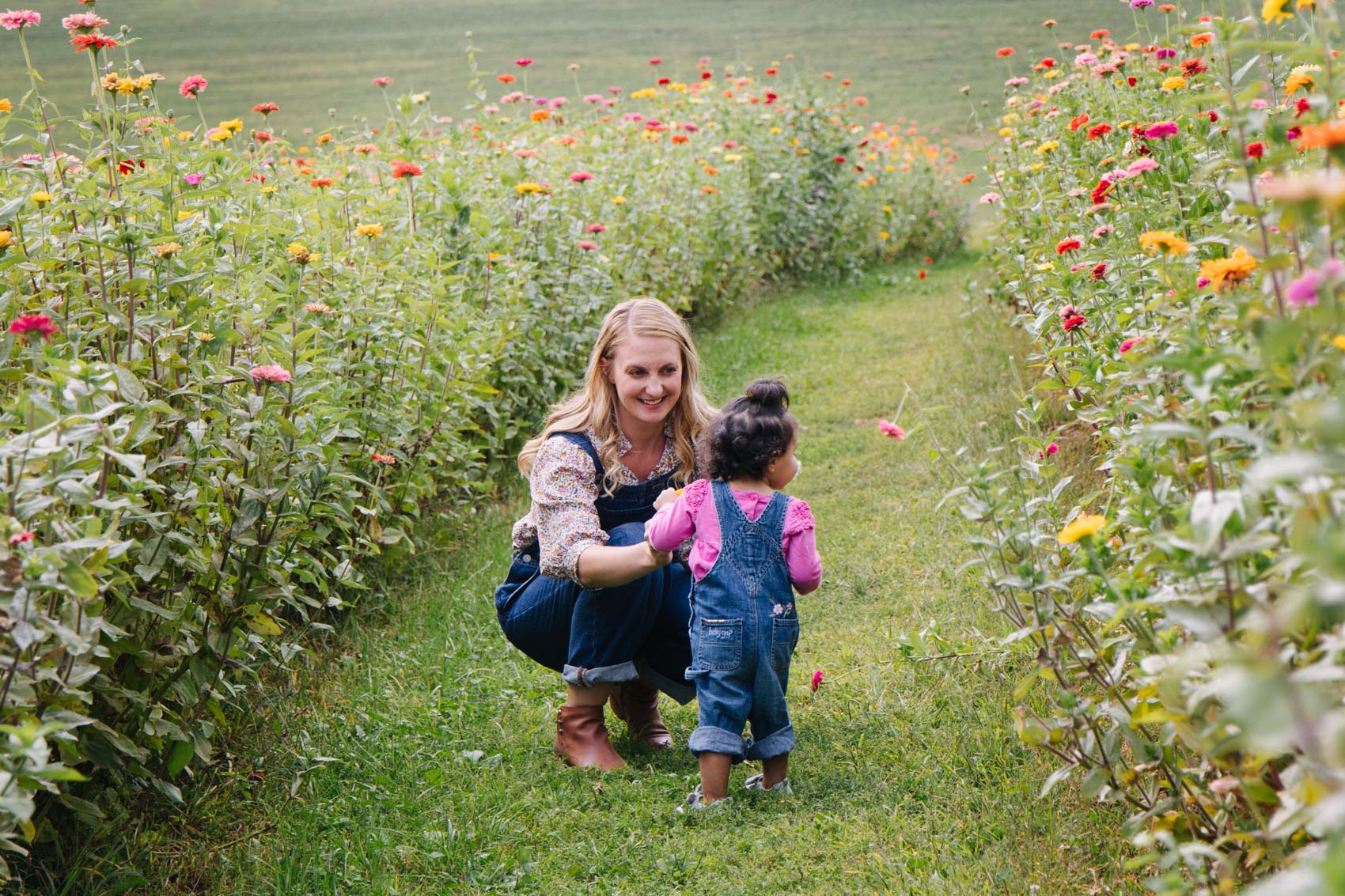 family flower field photoshoot womens and kids overalls outfit 