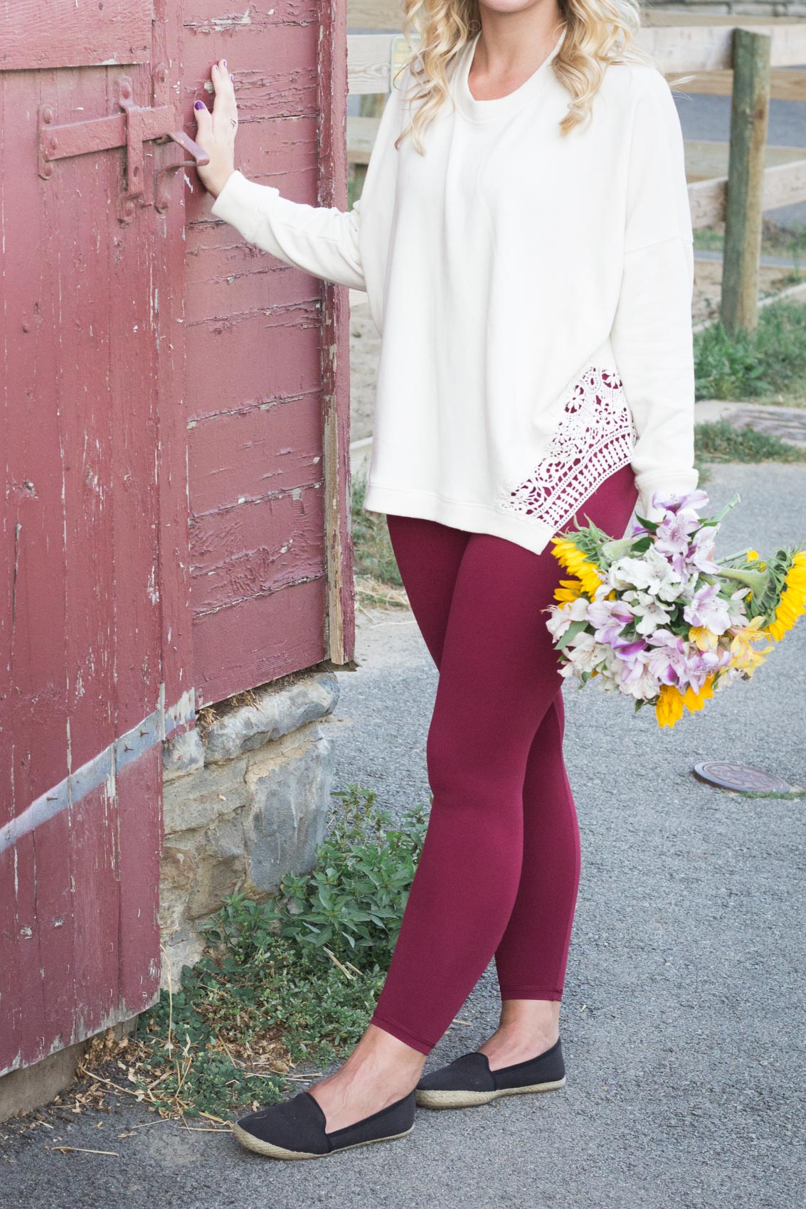 what-to-wear-in-fall-outfits-2020-burgundy-leggings-oversized-sweatshirt-1  - Allyn Lewis