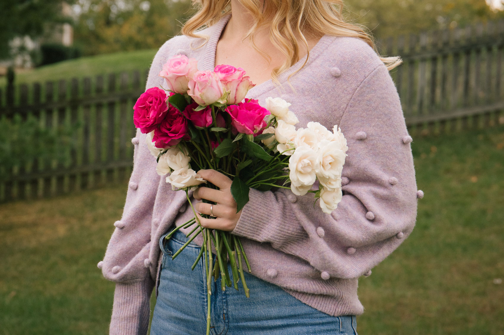 Madewell bobble sweater styles with high waisted perfect vintage jeans 