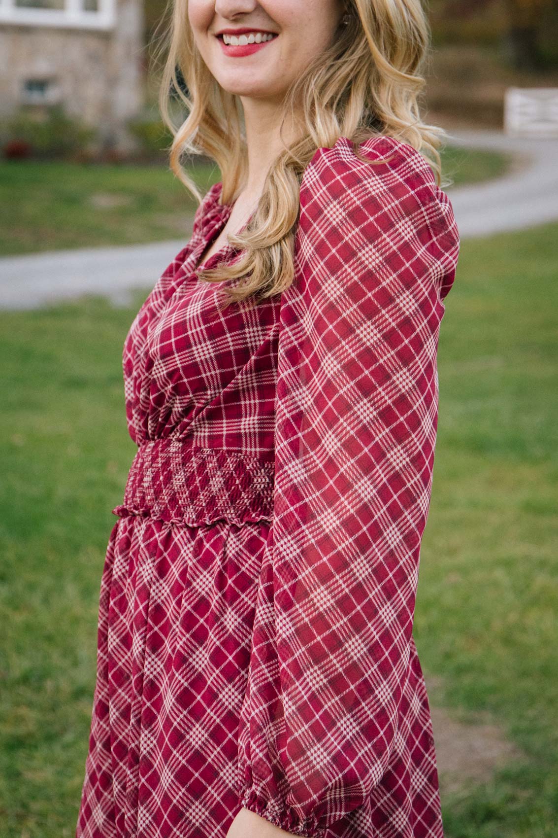 Winter outfit inspiration on how to wear with a plaid dress. 