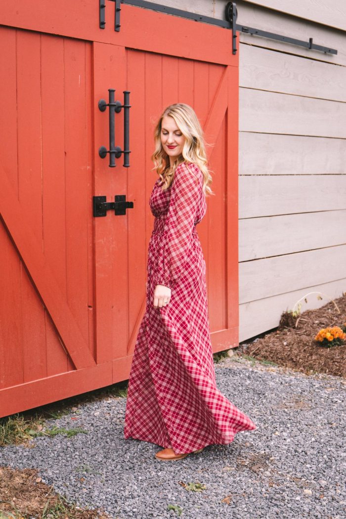 Red Plaid Dress Outfit