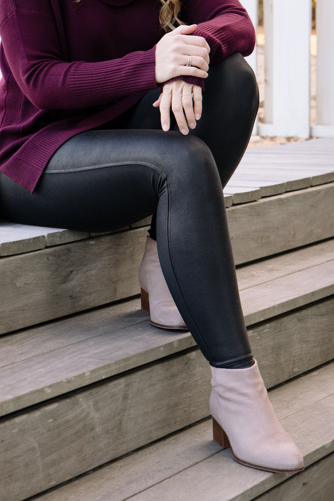 chenille mossimo sweater & spanx faux leather leggings - Lovely Lucky Life