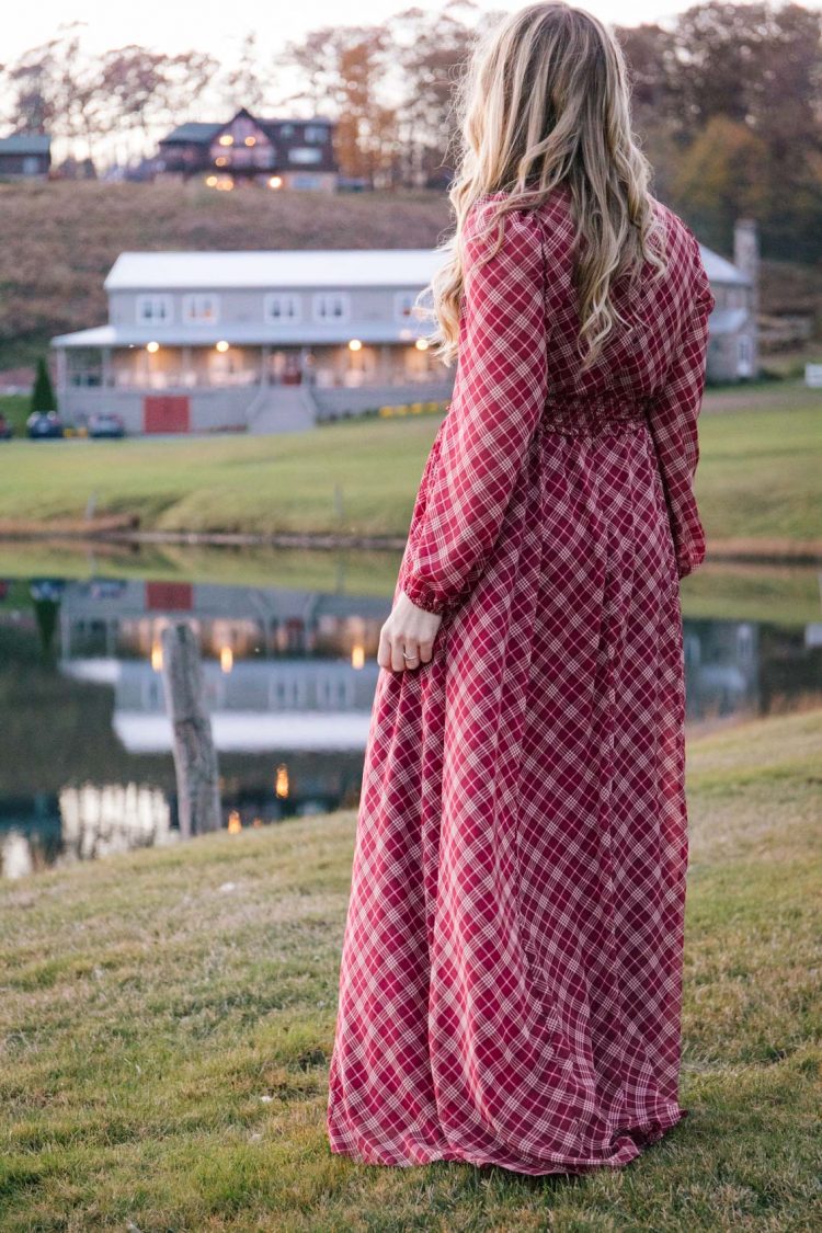 One of my favorite long dresses is this casual maxi in red plaid print