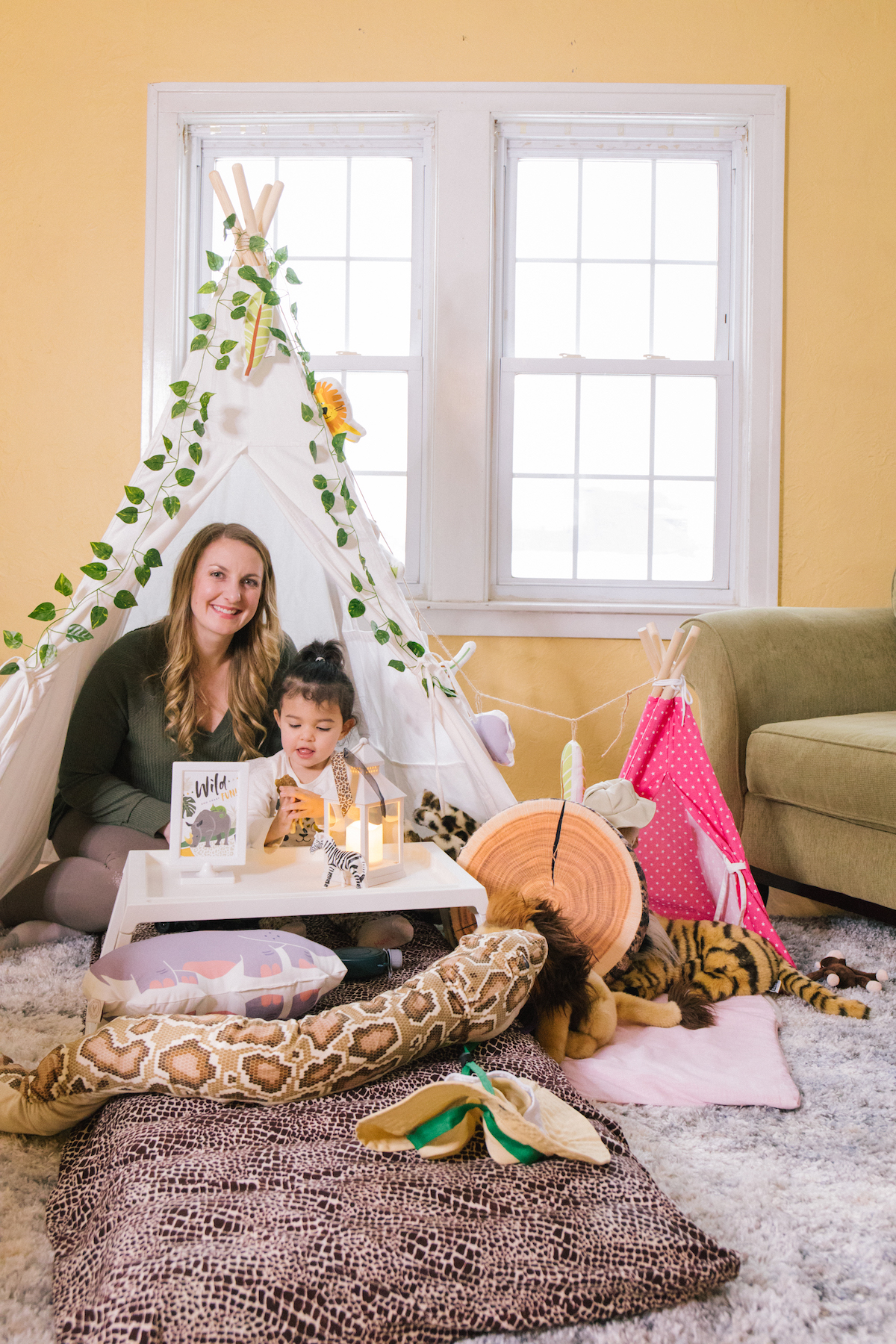 Safari themed teepee party - toddler activities to do at home 