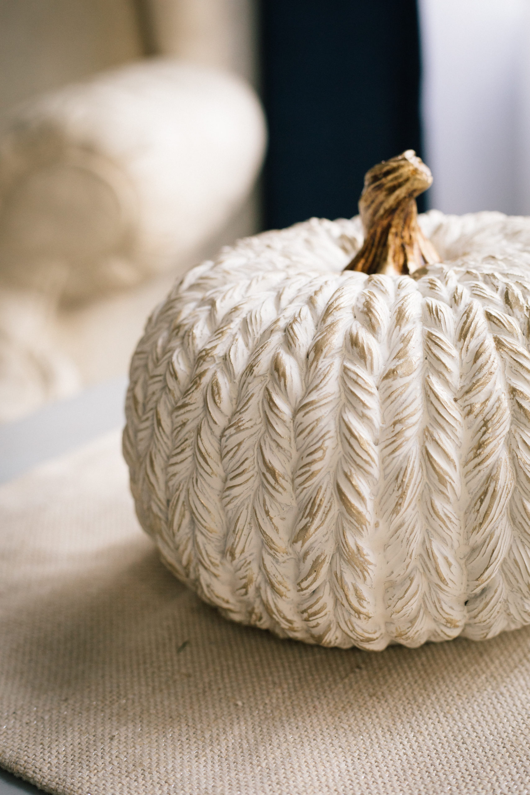 White and gold pumpkin as a classy halloween deocration