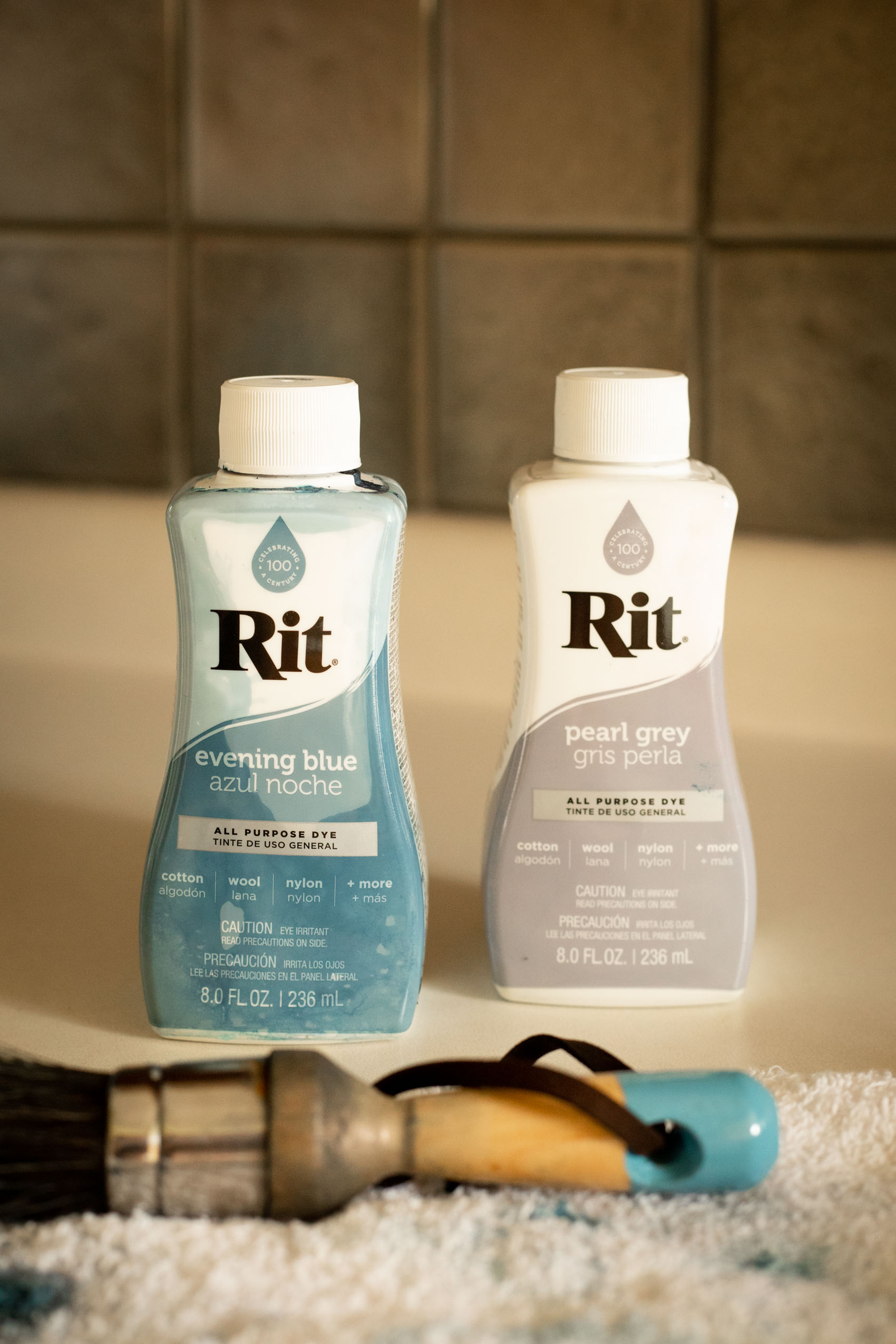 Rit All Purpose Liquid Dye in Evening Blue and Pearl Grey 