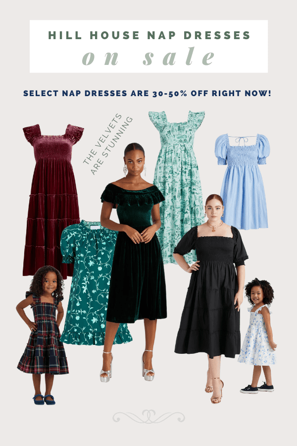 A selection of Hill House Home nap dresses that are currently on sale at a discounted price. 